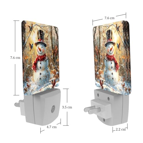 Image of NEWzone Christmas Snowman Forest Night Light Set of 2, Auto Sensor LED Dusk-to-Dawn Nightlights, Plug-in Sensor Lamp for Bedroom Bathroom Kitchen Hallway Stairs Decorative