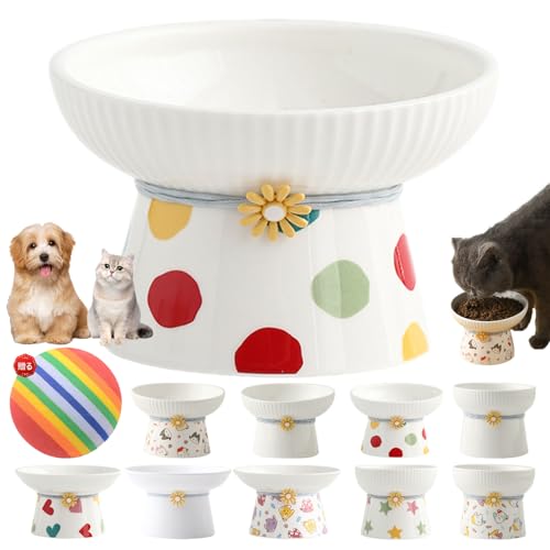 ペットフードボウル 猫 陶器 フードボウル 脚付き 猫用フードボウル 斜め ペットボウル 餌入れ 水飲み 皿 洗いやすい 食べやすい 吐き戻し防止 15度の傾斜 首や腰の負担を軽減し 電子レンジ 食器洗浄機 対応 犬猫兼用食器 (G#)