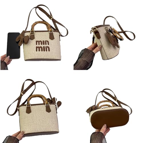 Bolso tote pequeño para mujer, bolso de paja mini para viaje, playa y verano miniatura 5