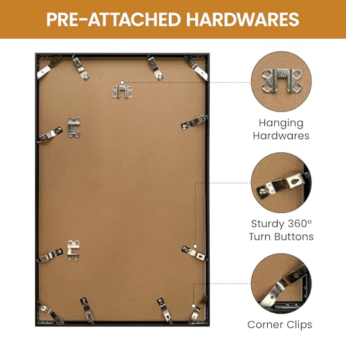 Image of 12x19 Aluminum Metal Picture Frame with Tempered Glass,Black Poster Frame 12 x 19 for Wall Gallery Photo Puzzles Artwork Frames 12 x 19 to Wall Mount Horizontal or Vertical