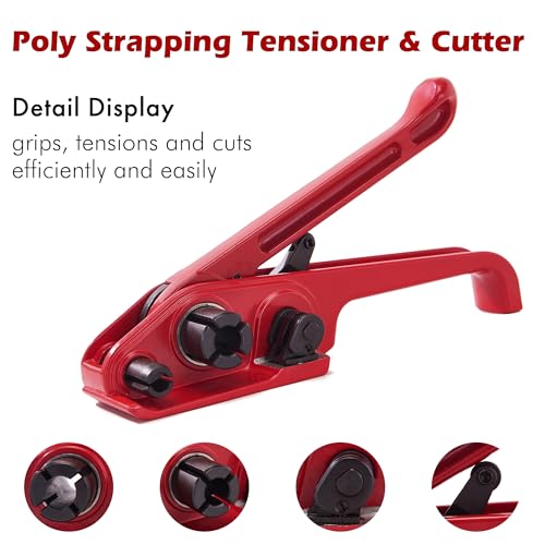 Image of Heavy Duty Pallet Packaging Banding Strapping Kit - Complete Manual Banding Tool Set with Polyester (PET) Strapping, Tensioner, and Cutter - Secure Your Products with Ease