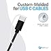 PortPlugs USB-C Covers - Dust Protection Caps with Integrated Cable Tether for USB Type-C Charging Cables for Phones, Tablets, Devices, and More | Black (5-Pack)