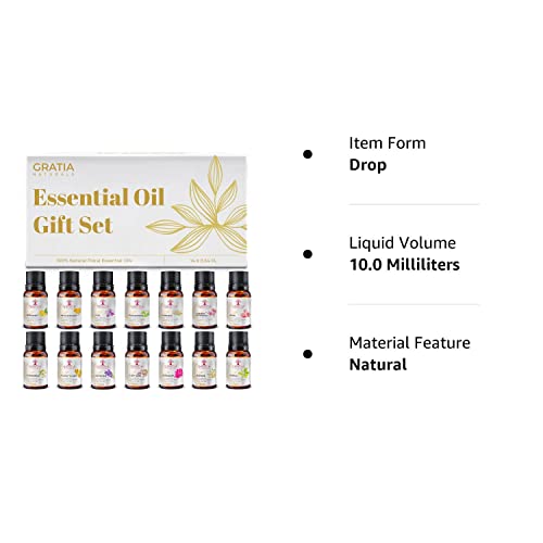 Gratia Naturals Pure Essential Oils For Diffusers Humidifiers, 14X10Ml Aromatherapy Relaxing Oil Gift Set, Calming Scents Of Lavender, Eucalyptus, Tea Tree & More For Scented Soap & Candle Making #TOP7