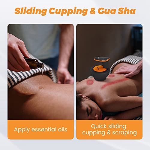 Scienlodic Cupping Set With 3 Massage Head,Electric Cupping Gua Sha Massager,Scraping Cupping Therapy Massage Set, Rechargeable Warm Cupping Machine For Back Body Muscle Leg Cupping- Orange #TOP2