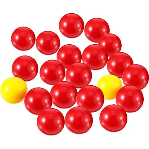 Gejoy 21 Pieces Game Replacement Marbles 1 Set Game Replacement Balls Compatible with Hungry Hungry Hippos, 19 Red Balls and 2 Yellow Balls Cover