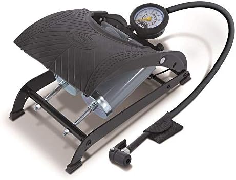 Ring RFP2 Double Barrel Footpump, with Footplate Clips and Adaptor Set,black