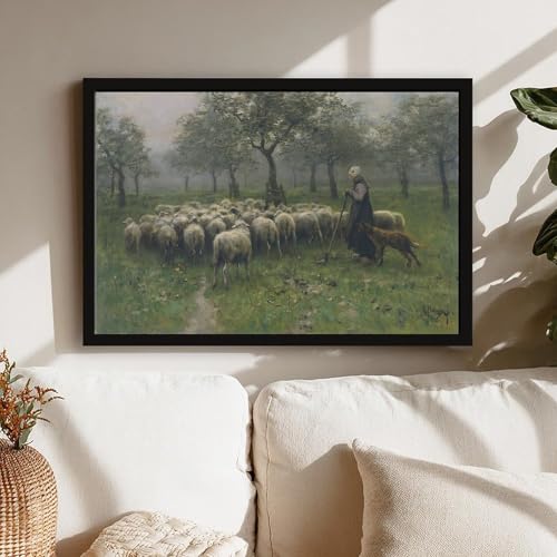 Impression sur toile Bergère et moutons 50x76 cm pour habiller un mur vide facilement - 7