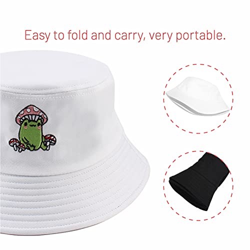 Image of Cotton Bucket Hat for Women Men Summer Travel Sun Beach Bucket Cap, Unisex Outdoor Fisherman Hat
