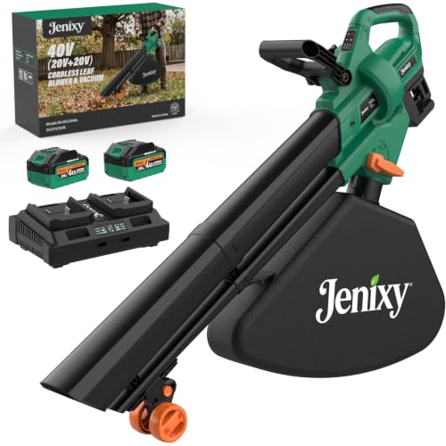 40V Cordless Leaf Blower Vacuum, 3-in-1 with 40L Collection Bag | 600 CFM Powerful Airflow • 160 MPH • Brushless Motor • 6 Variable Speeds • Includes 2×4.0Ah Batteries & Charger