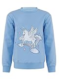 Alvivi Mädchen Einhon Sweatshirt Cartoon Druck Langarmshirt Crop Tops Bauchfrei Oberteile Kinder Hoodie Pullover Pulli Streetwear A Blau Einhon B 164