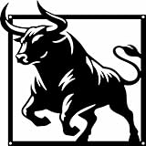 HANDGO Cuadro Decorativo de Madera MDF -Diseño Moderno en Negro Estilo Minimalista –Incluye Tornillos Separadores -Decoracion de Pared (Toro Completo Negro, 60x60 Centímetros, 3 milimetros)