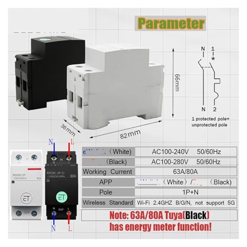 Disyuntor RDCBS programable con relé temporizador para cortes de 80A 2