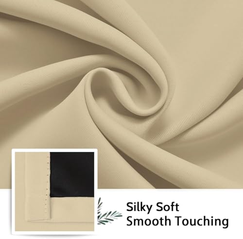 Image of SimpleHome Beige 100% Blackout Curtains Room Darkening Living Room 54 Inch