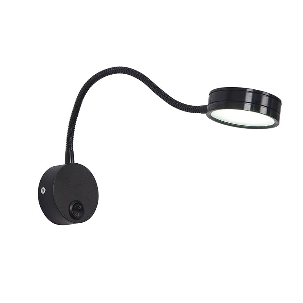 Lampe De Lecture Pour Lit Col De Cygne - Applique Murale Réglable 360° Avec Interrupteur, Lumière LED 3W Argent/Noir