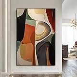 IHHGNB Impresiones en lienzo de pintura al óleo abstracta de Picasso: arte mural cubista moderno en rojo, negro, marrón, beige y verde (80 x 120 cm, sin marco)