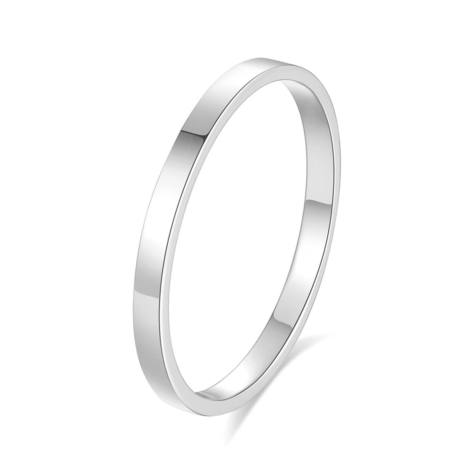 Anelli dell'amicizia per amiche, anello da donna, stile vintage, superficie liscia, in oro bianco 18 carati, misura 62 (19,7)