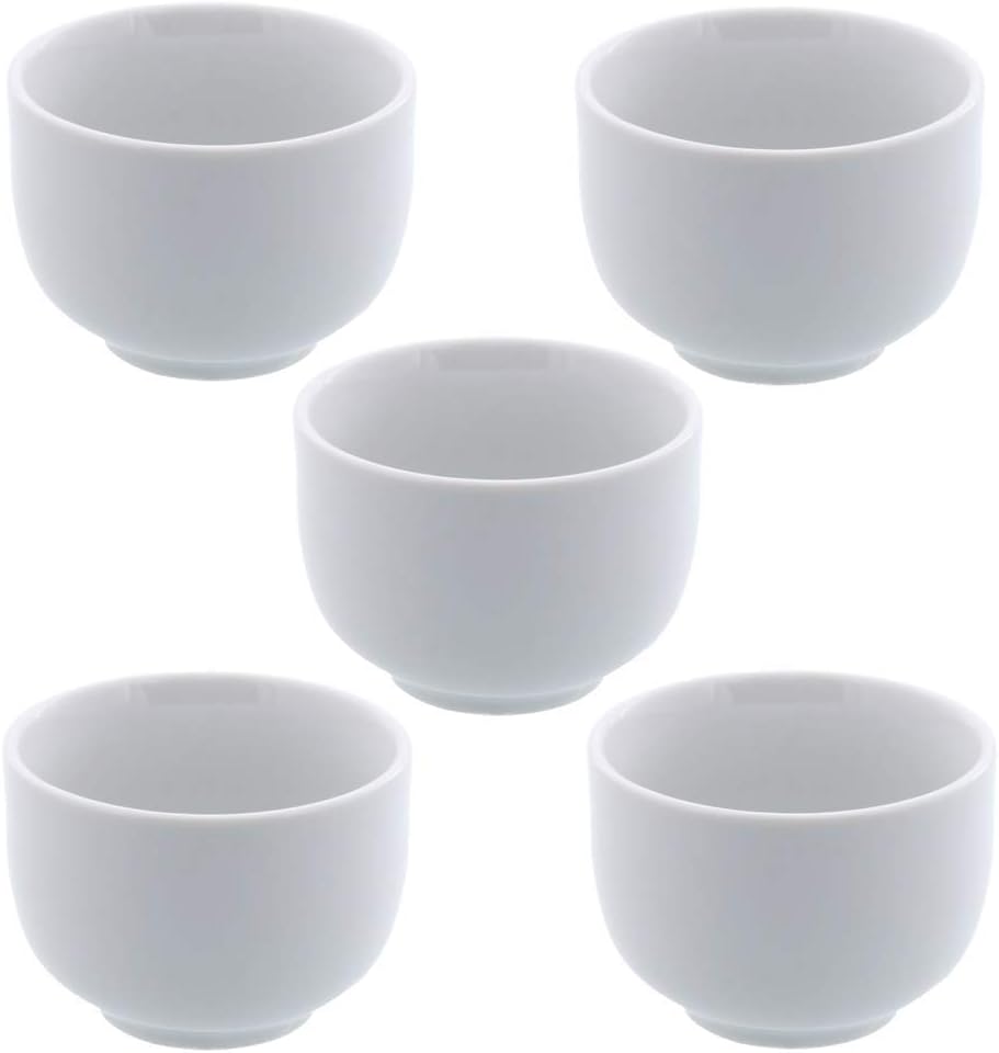 Tableware East Simple Japanese Teacup 6 oz White for Green Tea -Set of 5- Made in Japan
