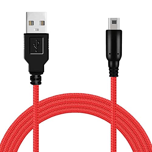OcioDual 3DS-Ladekabel, 2DS-Ladekabel, 1,2 m, kompatibel mit DSi Konsolen, DSi XL, Zubehör New 3DS XL, USB-Stromkabel, 3DS-Ladegerät, Rot, geflochten