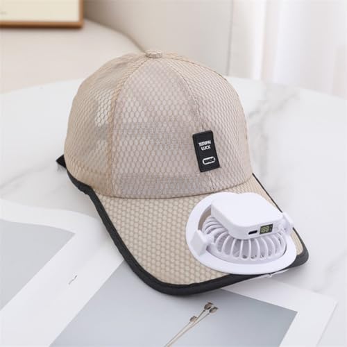 Image of Solar & USB Charging Fan Hat, Adult Mesh Cooling Baseball Cap with Fan, Adjustable Unisex Sun Visor for Hiking Fishing Golf