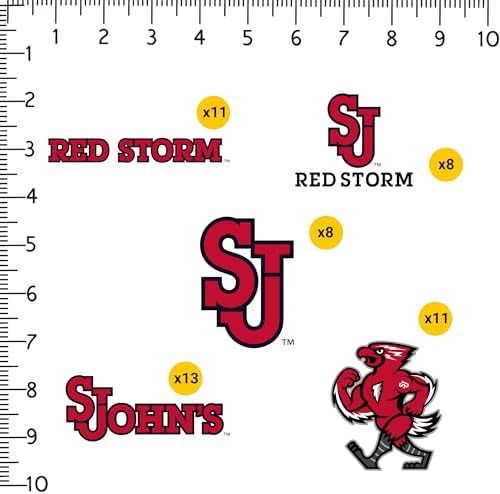 St.Johns University Spirit Logos 50ct Vinyl Large Deluxe Stickers Variety Pack - Laptop, Water Bottle, Scrapbooking, Tablet, Skateboard, Indoor/Outdoor - 1