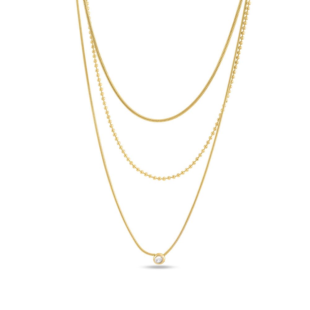 palmonas Golden Layers With Stone Necklace for Women - 18K Gold Plated Necklace, Women's Jewellery | Gift for Girls & Women-picture-22