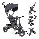 Mobiclinic®, Triciclo evolutivo, 3 en 1, Lulu, 18 Meses a 5 años, Bicicleta para niños, Asiento Giratorio 360º, Manillar y Capota, Arnés de Seguridad, Cesta Timbre, Carrito