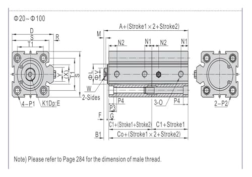 Vérin de type duplex à double poussée alésage 32 course 35mm pneumatique - 5