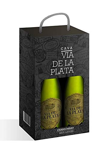 ESTUCHE 2 BOTELLAS CAVA VIA DE LA PLATA CHARDONNAY BRUT NATURE