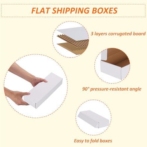 Image of HORLIMER 12x4x2 inches Shipping Boxes Set of 25, White Corrugated Cardboard Box Literature Mailer