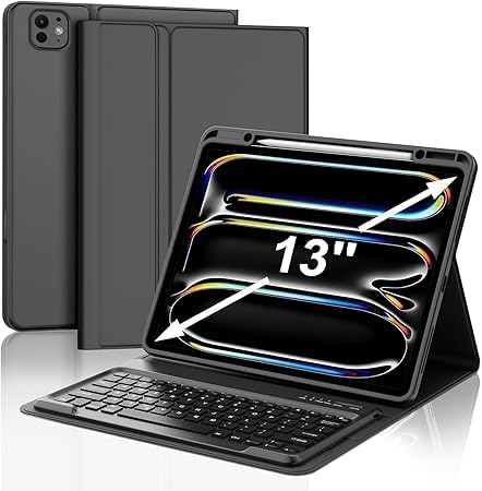 iPad Air 13インチ (M3 2025/ M2 2024) マジックキーボード iPad Pro 12.9インチ 第6/5/4/3世代 キーボード ケース マルチタッチジェスチャー対応 バックライト付き 磁気吸着 ブラック