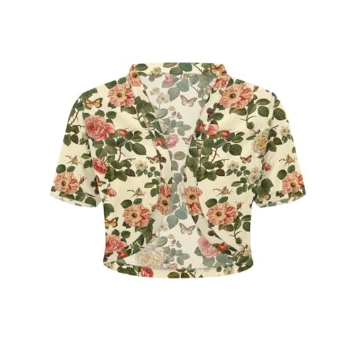 Image of Womens Short Sleeve Cardigans Lightweight Summer Cardigan Trendy Bolero Shrug Cute Floral Cardigan Sheer Bolero
