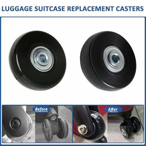 50mm Set of 4 Luggage Suitcase Replacement Wheels for Trolley Case Travel Bags Caster Inline Roller Skating Roller Swivel Rubber Casters Bearings Repair Kits with Axles 30mm&35mm&60mm - Thumbnail 3