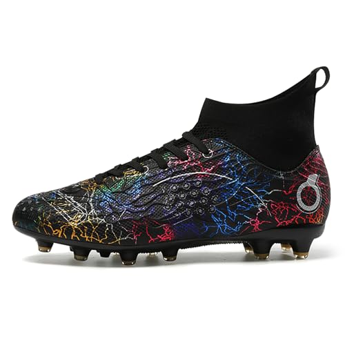 Image of Men's Soccer Shoes High-Top Soccer Cleats Outdoor Breathable Athletic Professional Spikes Youth Boys Football Shoes Unisex
