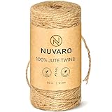 NUVARO Juteschnur 50m – Extra Reißfest, 100% Naturfaser, 2mm Jutekordel, Gartenschnur, Bastelschnur, Geschenkband, DIY-Projekte, Makramee Garn, Juteband, Paketschnur Natur, Stabil & Verhedderfrei.