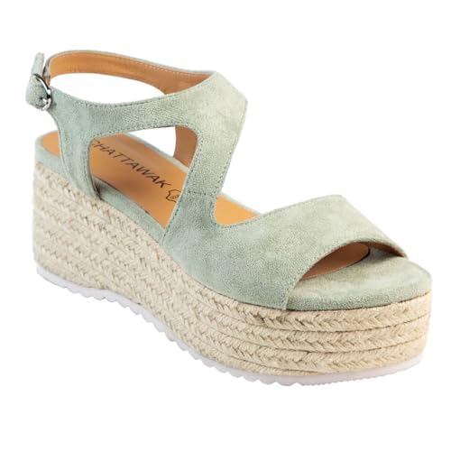 CHATTAWAK Damen Sandale mit Absatz, V Grün, 38 EU