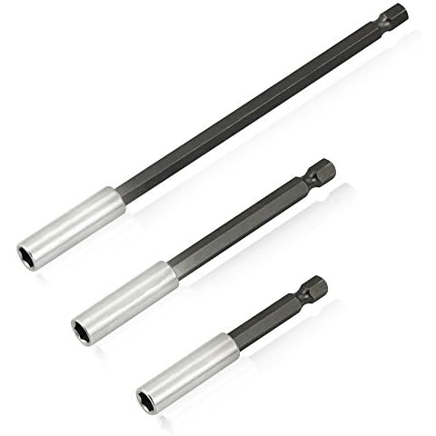 SYCEES 3 pcs Drill bit set, drill bit hole cutter (magnetic drill bit holder), Drill Bit Extension Holder 1/4 Hex Drill Bit Length 75/100 / 150mm for Screws, Nuts Cover