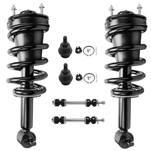 Image of Detroit Axle - Front Struts Kit for 2007-2013 Chevrolet Silverado 1500 GMC Sierra Suburban Yukon XL 1500 Tahoe Avalanche Escalade, 2 Struts w /Coil Spring Assembly 2 Lower Ball Joints 2 Sway Bars