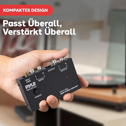 Pyle Phono Vorverstärker für Plattenspieler, Zubehör – Phono-Vorverstärker geeignet für Plattenspieler mit Boxen & Plattenspieler mit Vorverstärker, Vorverstärker Plattenspieler einfach zu verwenden