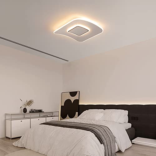 Bianco Plafoniera LED Soffitto Moderna Dimmerabile con Telecomando Lampadario Camera da Letto 30W 2700k-7000K Lampade Design Piatto Curve Sala da Pranzo Cucina Bagno Lampada Quadrato L40 - Image 3