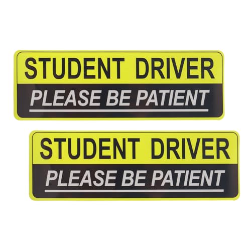 Image of 2PCS Student Driver Magnet for Car,Reflective Student Driver Sticker Magnet for Car Makes Others Quickly Recognize Novice Drivers,Magnetic Students Drivers Sticker for Cars