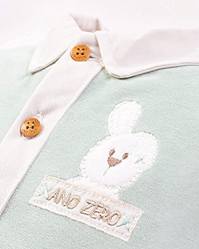 Saída Maternidade Menino Plush Bordada Coelhinho e Urso - Verde RN