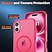 zapica Magnetic for iPhone 16 Case, [Compatible with MagSafe] [Military Grade Drop Protection] Translucent Matte Shockproof Anti-Scratch Phone Case, Hot Pink