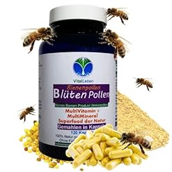 BLÜTENPOLLEN Bienenpollen Bee Pollen 120 Pulver Kapseln IMMUNSYSTEM & ABWEHRKRÄFTE Vitamine Mineralien Antioxidantien. Imkerpollen, beste Imkerqualität. Kalt vermahlen. 100% NATUR pur. 27000-120