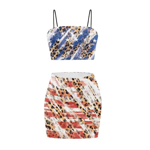 Image of 2025 Sexy Spaghetti Strap Crop Tops and Bodycon Skirt Casual 2 Piece Set S-4XL