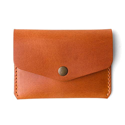 PEGAI Women's Leather Card Holder | Slim Full Grain Leather Wallet | Minimalist Design, Functional Small Wallet - Seline (Whiskey)2