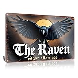 Decoración de cueva de hombre The Raven: A Gothic Tale de Edgar Allan Poe, letrero de estaño vintage divertido para juegos (20 x 30 cm)