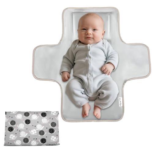 Portable Diaper Changing Mat,Waterproof Foldable Travel Changing Pad,On-The-Go Wipeable Reusable Changing Pad – Waterproof & Compact,Ideal for Diaper Bags,Travel,Car Backseat Changes,Strollers (Snail)