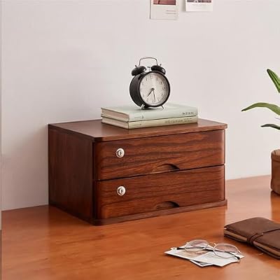 Jiiporegj Wooden Desktop Storage Box with Drawers - Sturdy File Cabinet Lockable Monitor Riser Chest of for Home/Office,a-4 Drawer(c,3 Drawer) C 3 Drawer(D,1 Drawer)