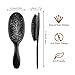 Hair Want Boar Bristle Extension Brush with Nylon Paddle Detangling Scalp Massaging Detangler Comb(BK)