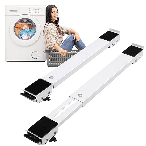 Image of Extendable Furniture Appliances Rollers, Mover Tools with 24 Roller & Brake Equipment for Heavy Washing Dryer Machine Refrigerator for Mobile Wheels Strong Base Stand Hold Up to 660 lb White